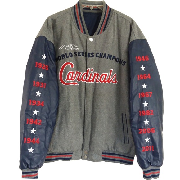 St. Louis Cardinals MLB Reversible Melton Jacket XL JH Design Heathered Gray‎ - Picture 2 of 16